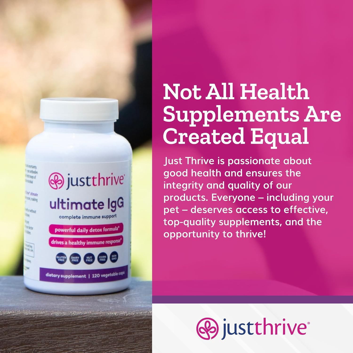 Just Thrive Ultimate IgG Supplement - 120 Vegetable Capsules for Complete Immune Support & Detox Formula