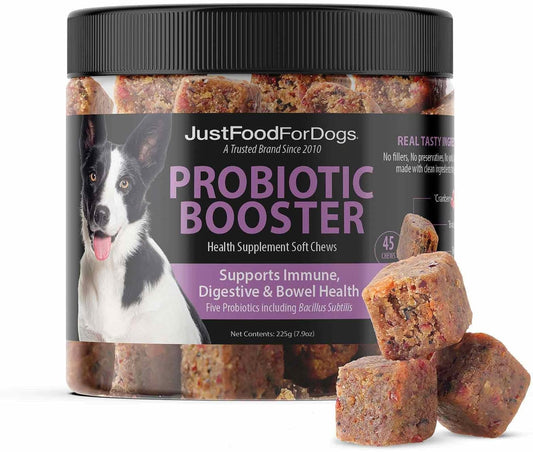 JustFoodForDogs Probiotic Soft Chews Supplement - 45 Count - Dog Gut Health, Digestive Support, Diarrhea Relief - Human Grade Ingredients