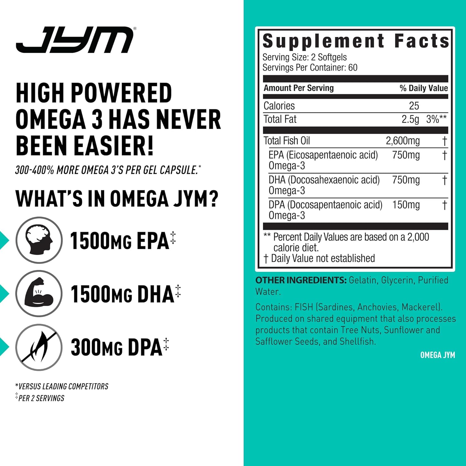 JYM Post-Workout Powder & Fish Oil Capsules Bundle - Muscle Growth, Strength, Endurance & Recovery - 30 Servings & 120 Softgels