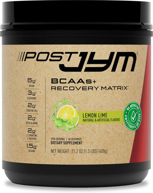 JYM Post-Workout Supplement with BCAA's, Glutamine, Creatine HCL, Beta-Alanine - Natural Lemon Lime Flavor - 30 Servings