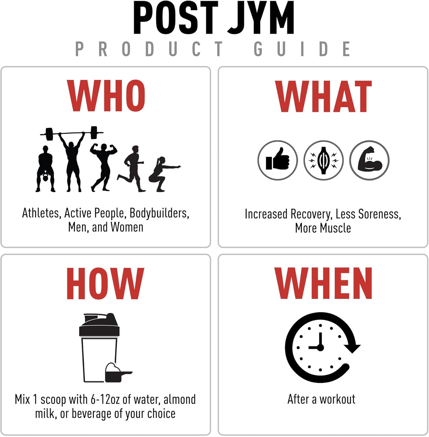 JYM Post-Workout Supplement with BCAA's, Glutamine, Creatine HCL, Beta-Alanine - Natural Lemon Lime Flavor - 30 Servings