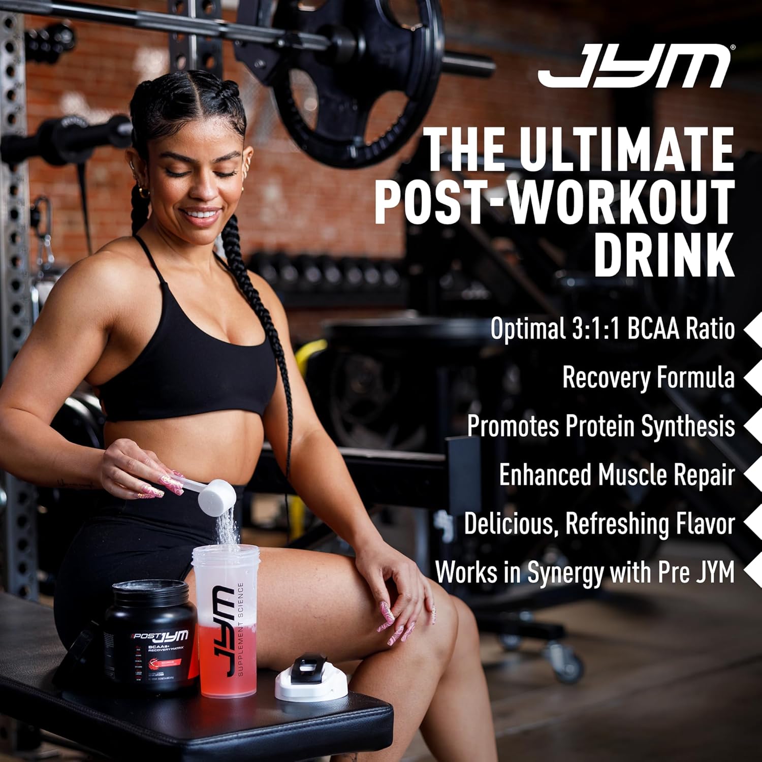 JYM Post-Workout Supplement with BCAA's, Glutamine, Creatine HCL, Beta-Alanine - Natural Lemon Lime Flavor - 30 Servings