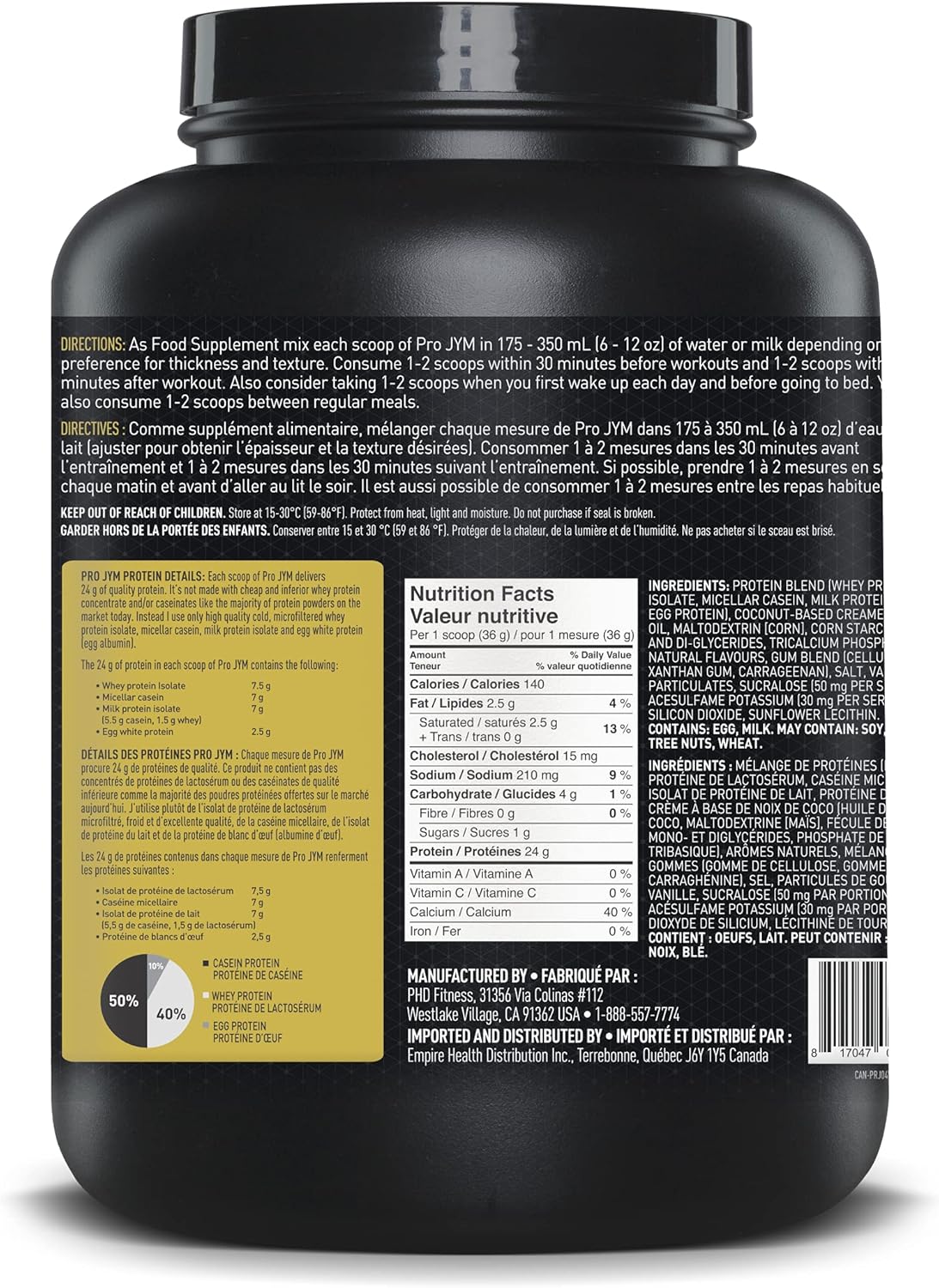 JYM Supplement Science Pro Vanilla Protein Powder - Whey Isolates, Casein, Milk Protein, Lean Muscle Building for Men & Women, 45 Servings