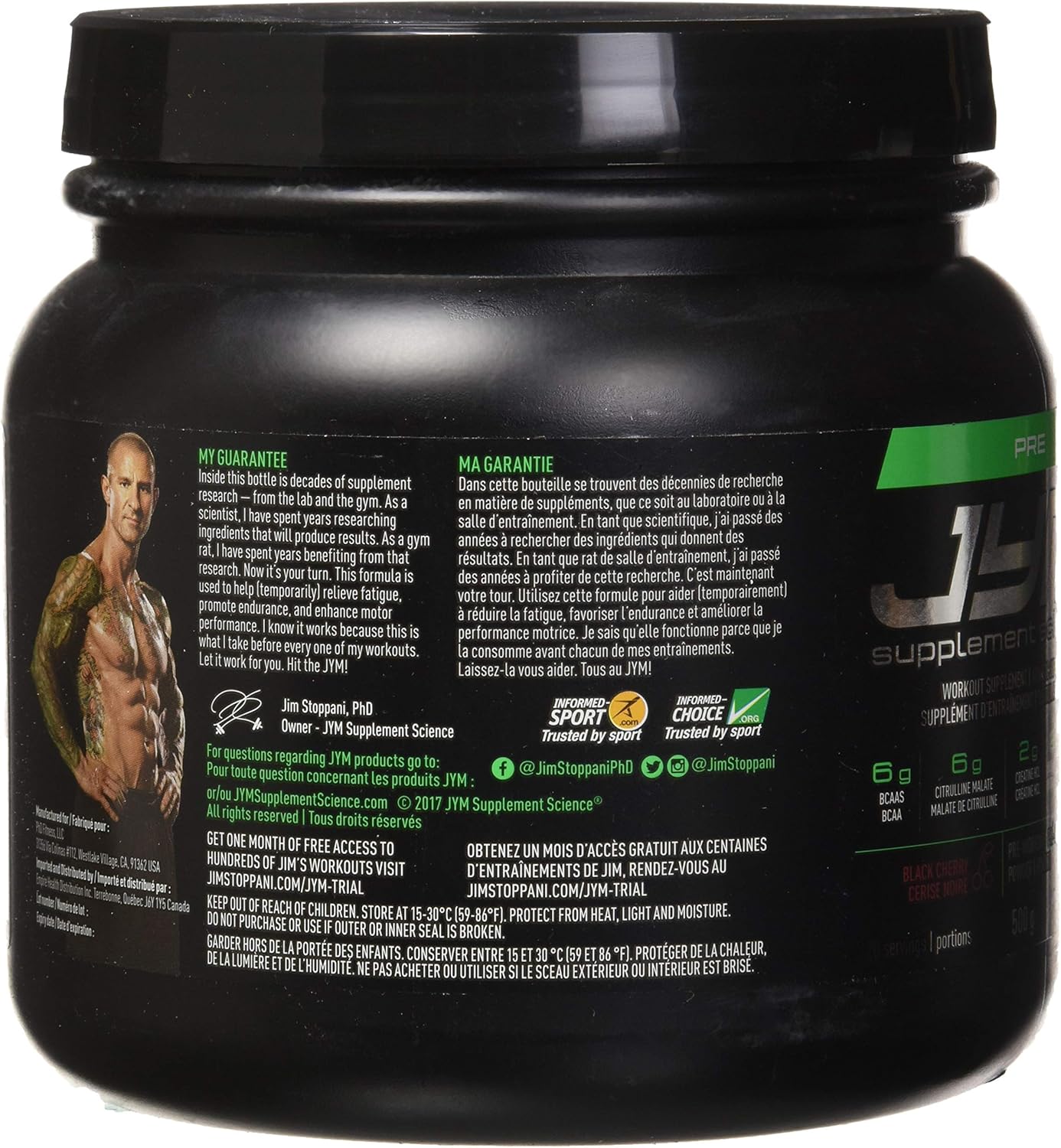 Jym Supplements Pre Jym Black Cherry 20 Servings - 520g