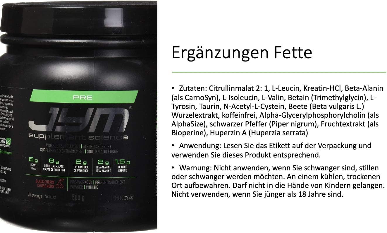 Jym Supplements Pre Jym Black Cherry 20 Servings - 520g