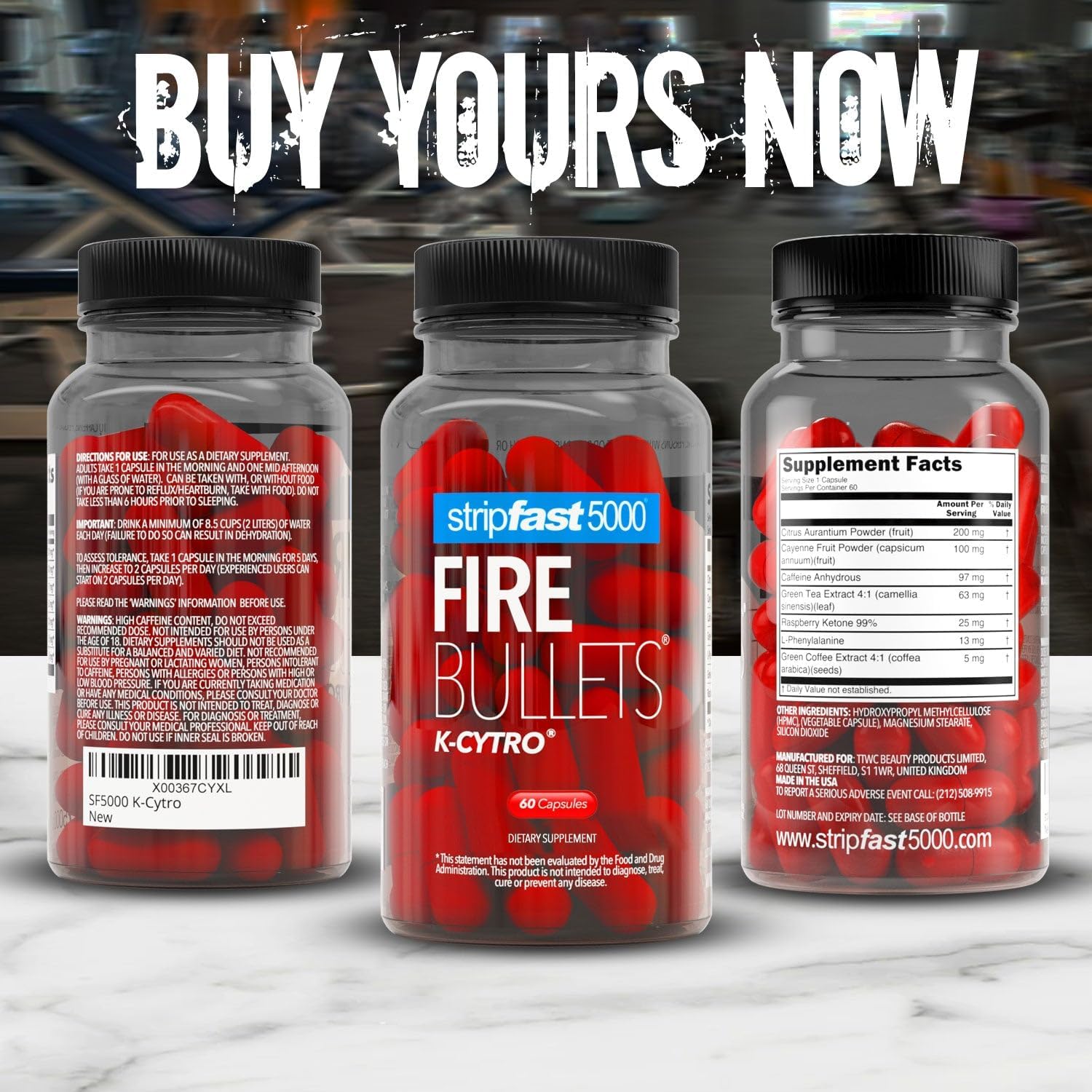 K-CYTRO Fire Bullets Stripfast5000 for Women and Men - Energy Booster Supplement