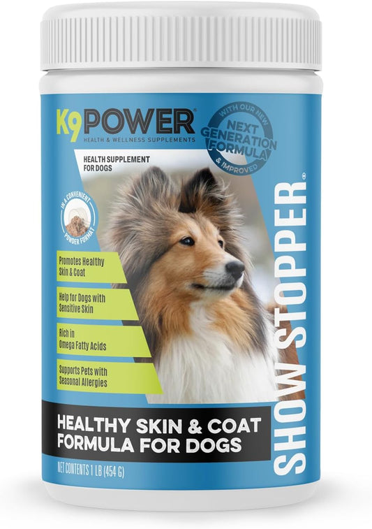 K9 Power Show Stopper 1lb: Enhances Coat Shine & Skin Health, Boosts Immunity & Digestive Health