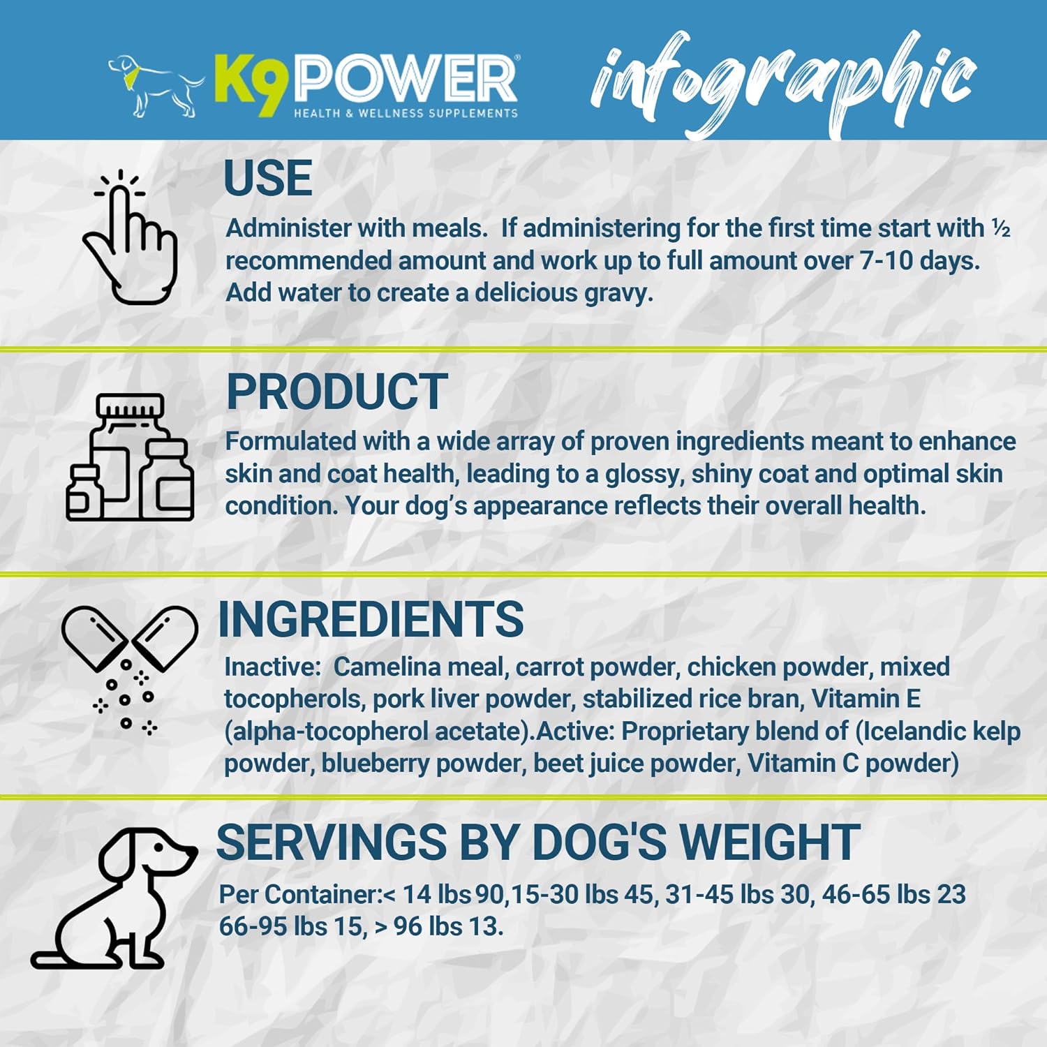 K9 Power Show Stopper 1lb: Enhances Coat Shine & Skin Health, Boosts Immunity & Digestive Health