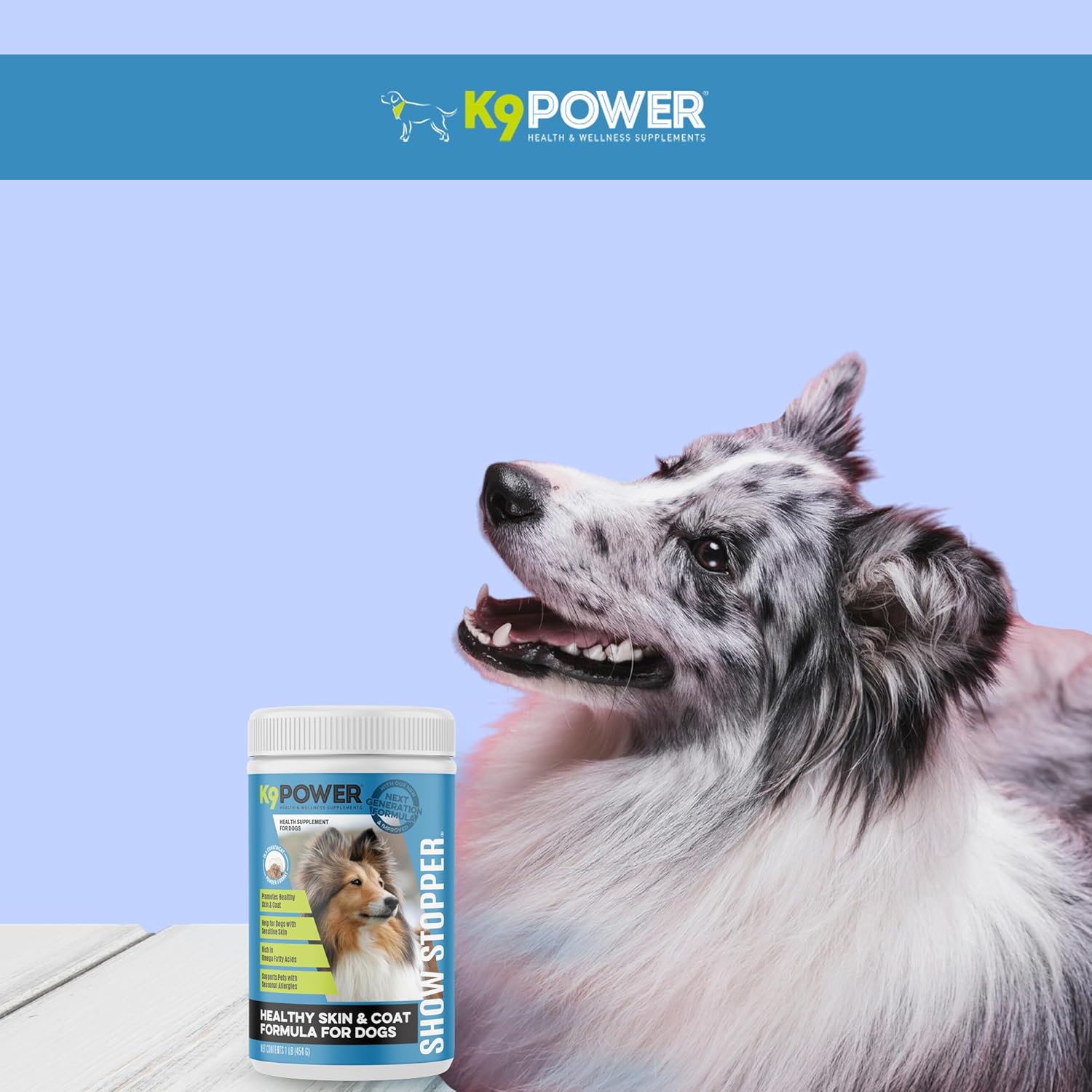 K9 Power Show Stopper 1lb: Enhances Coat Shine & Skin Health, Boosts Immunity & Digestive Health