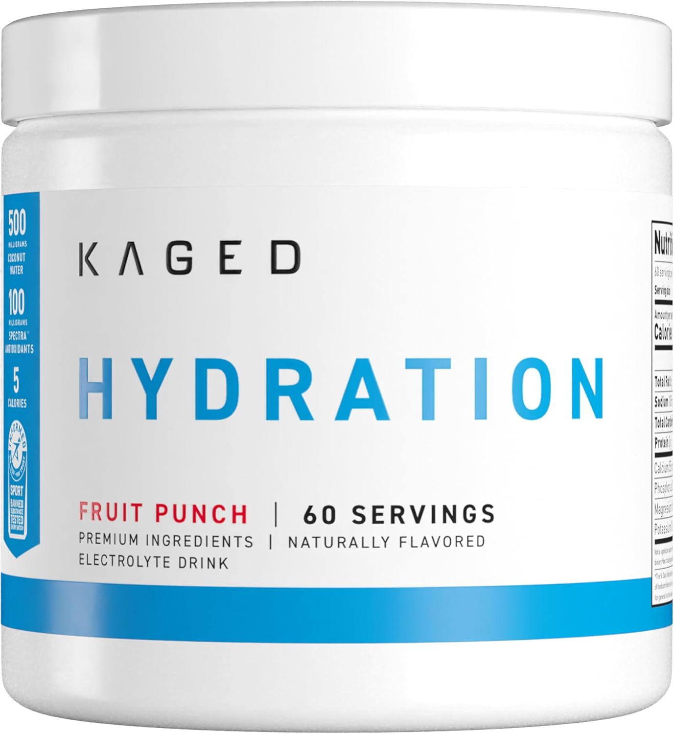 Kaged Electrolyte Hydration Powder - Hydracharge Fruit Punch, Sports Drink for Pre, Post, Intra Workout, 60 Servings
