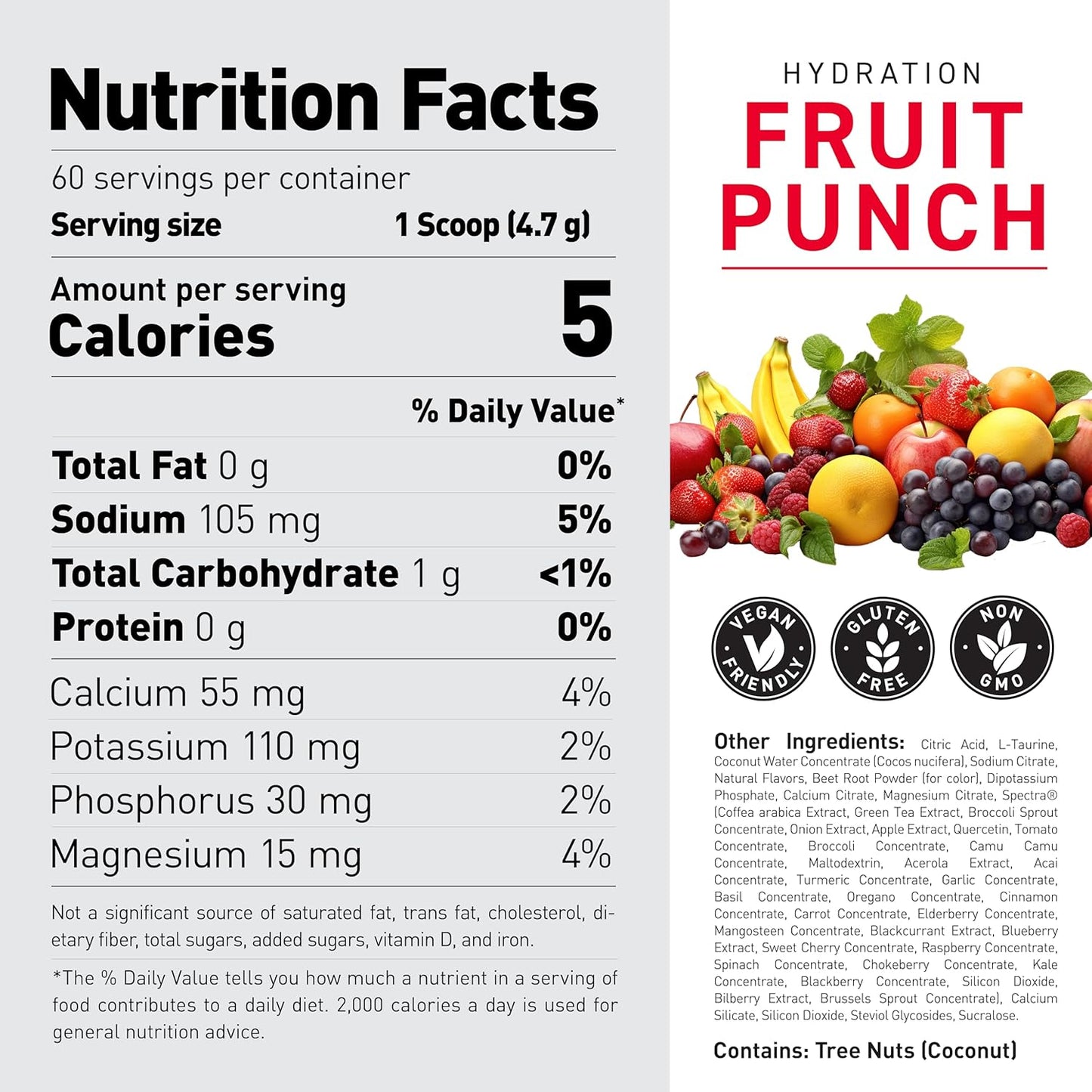 Kaged Electrolyte Hydration Powder - Hydracharge Fruit Punch, Sports Drink for Pre, Post, Intra Workout, 60 Servings