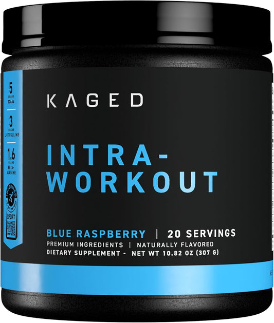 Kaged Intra-Workout Powder with BCAAs, L-Citrulline, Beta-Alanine, and Organic PurCaf® Caffeine for Endurance - Blue Raspberry Flavor