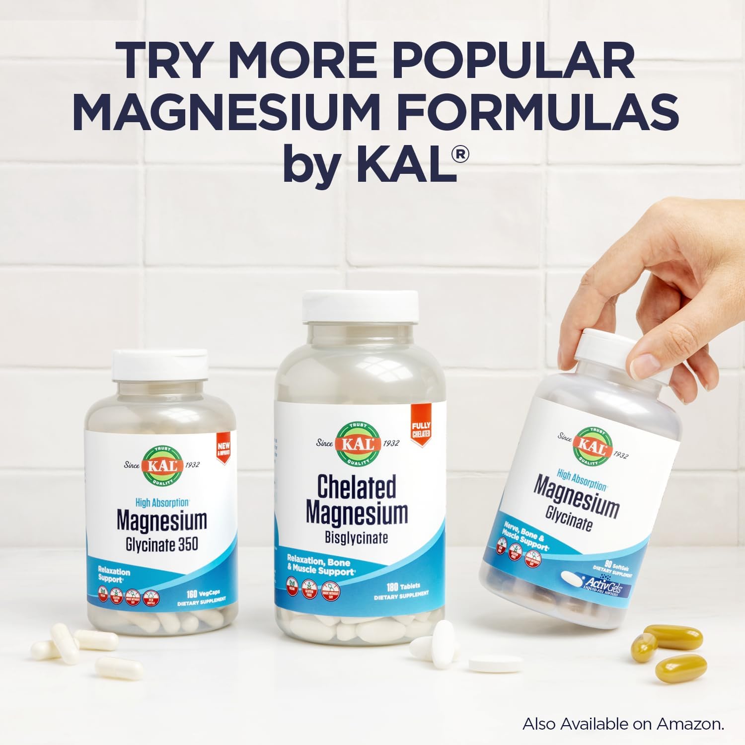 KAL Cal-Citrate+ with Vitamin D-3 and Magnesium for Bone and Teeth Support - 120 Tablets