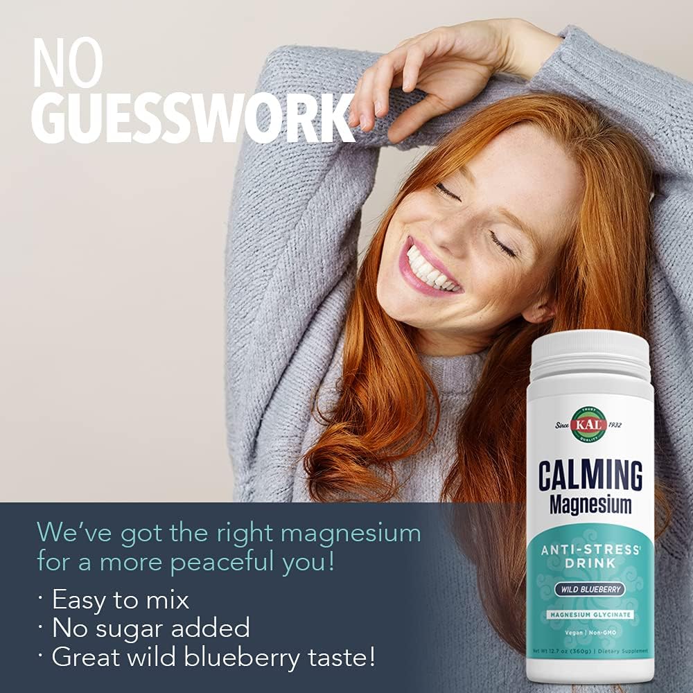KAL Calming Magnesium Drink with 325mg Mag Glycinate for Relaxation Support - 12.7oz, 80 Servings