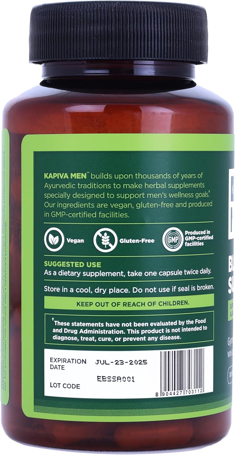 KAPIVA MEN Blood Sugar Support Supplement with Gymnema, Neem, Turmeric - 60 Capsules for Healthy Blood Sugar Levels