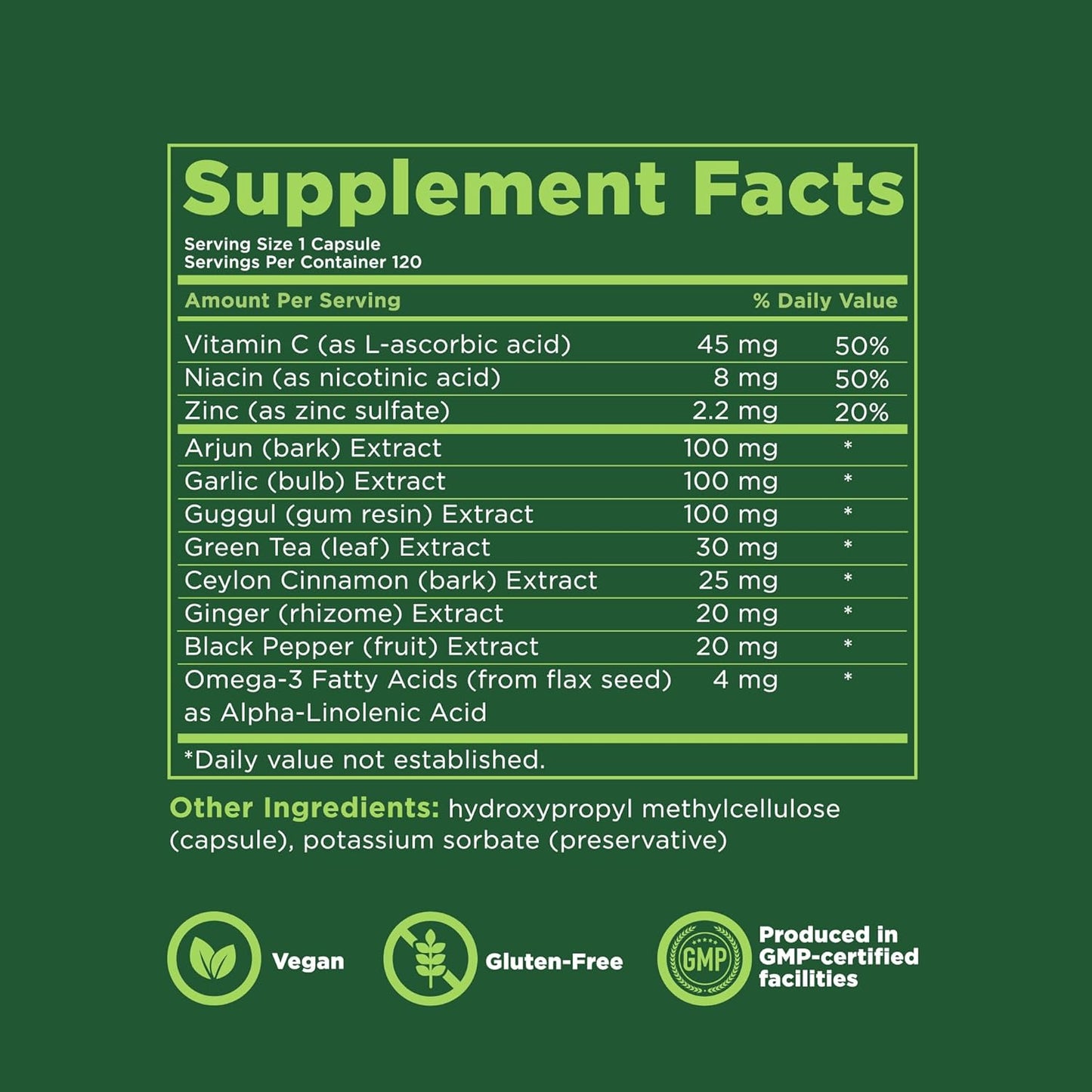 KAPIVA MEN Cholesterol Support Supplement with Arjuna, Garlic, Guggul - 60 Day Supply, 120 Capsules - Promotes Healthy Cholesterol Levels