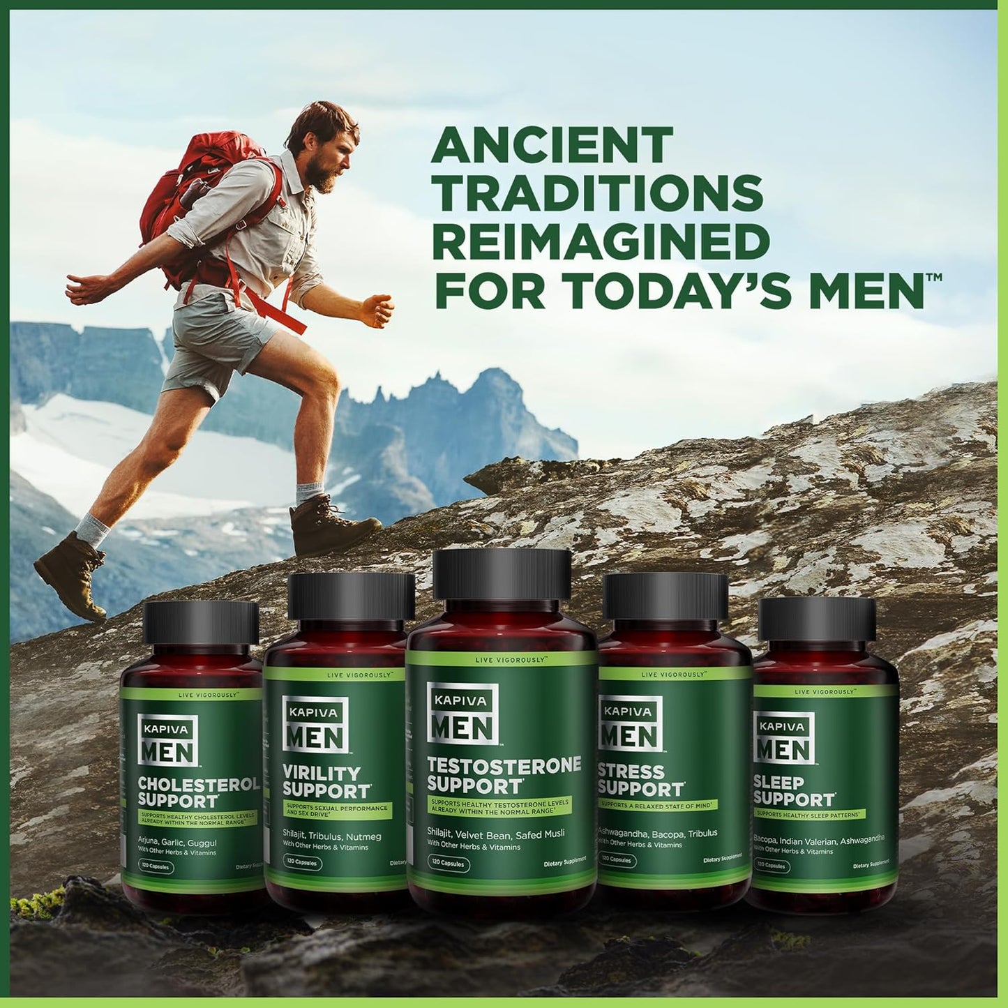 KAPIVA MEN Cholesterol Support Supplement with Arjuna, Garlic, Guggul - 60 Day Supply, 120 Capsules - Promotes Healthy Cholesterol Levels