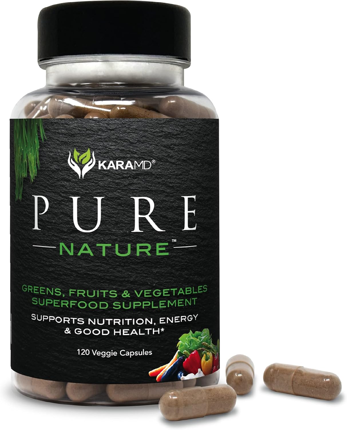 KaraMD Pure Nature Whole Food Supplement | Greens, Fruits & Vegetables | Vitamins, Fiber & Antioxidants | Energy & Digestion Support | Non-GMO, Gluten Free, Vegan (30 Servings)