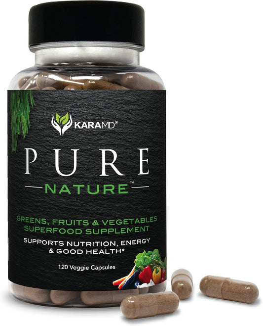 KaraMD Pure Nature Whole Food Supplement | Greens, Fruits & Vegetables | Vitamins, Fiber & Antioxidants | Energy & Digestion Support | Non-GMO, Gluten Free, Vegan (30 Servings)