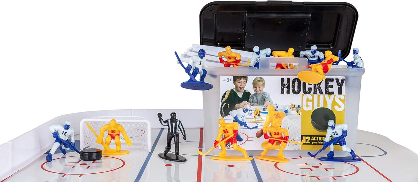 Kaskey Kids Hockey Guys Blue/Yellow Team Set Encourages Creative Play - Includes 2 Teams & Accessories - 25 Pieces
