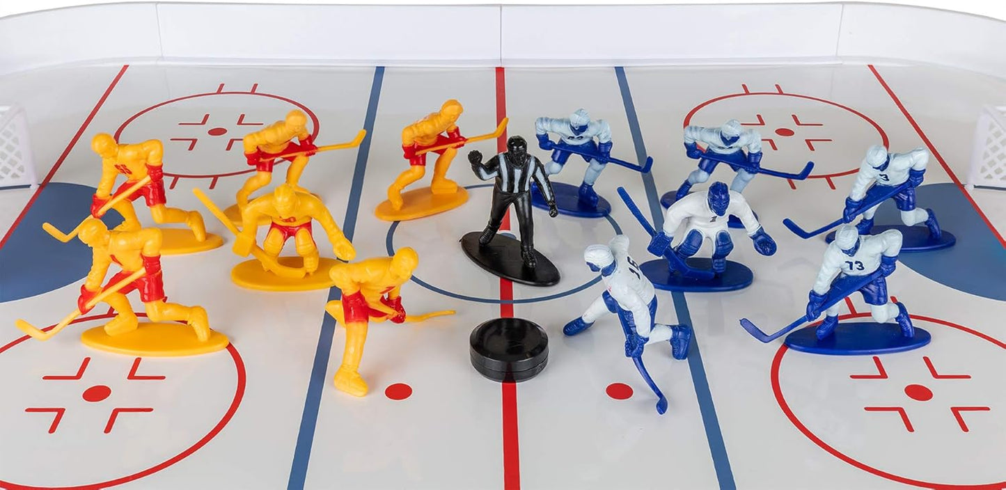 Kaskey Kids Hockey Guys Blue/Yellow Team Set Encourages Creative Play - Includes 2 Teams & Accessories - 25 Pieces