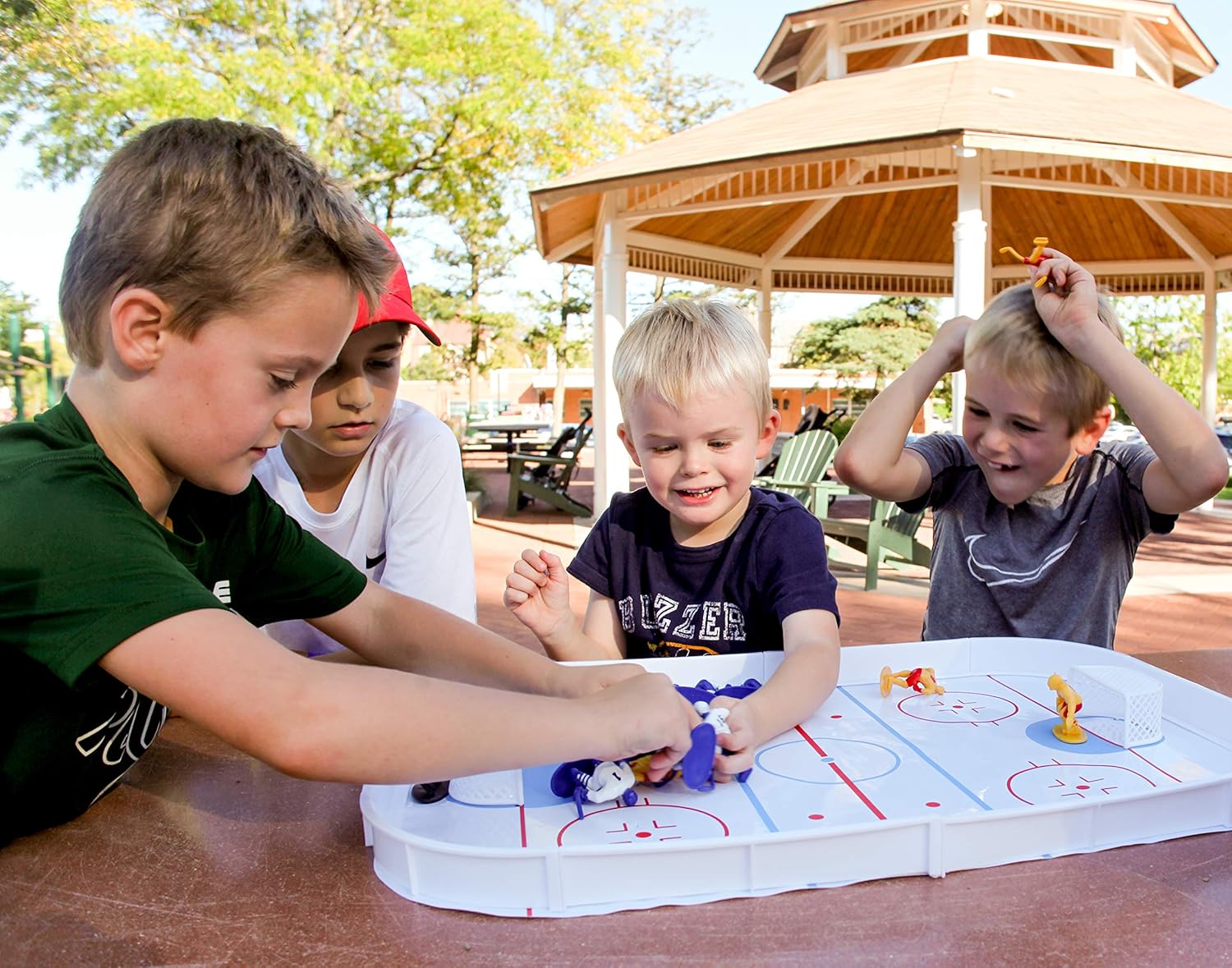 Kaskey Kids Hockey Guys Blue/Yellow Team Set Encourages Creative Play - Includes 2 Teams & Accessories - 25 Pieces