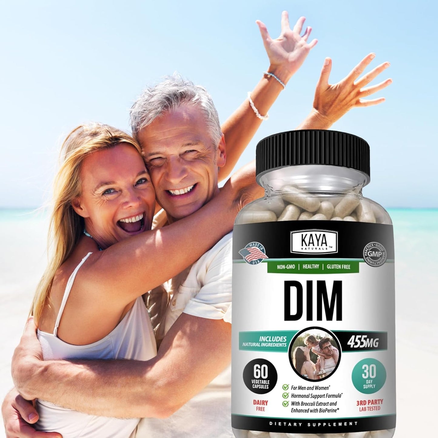 Kaya Naturals DIM Ultra Supplement - Herbal Hormonal Support for Women and Men - 60 Vegetable Capsules with Broccoli Extract & BioPerine - Ideal for Acne, Menopause, and Prostate Issues