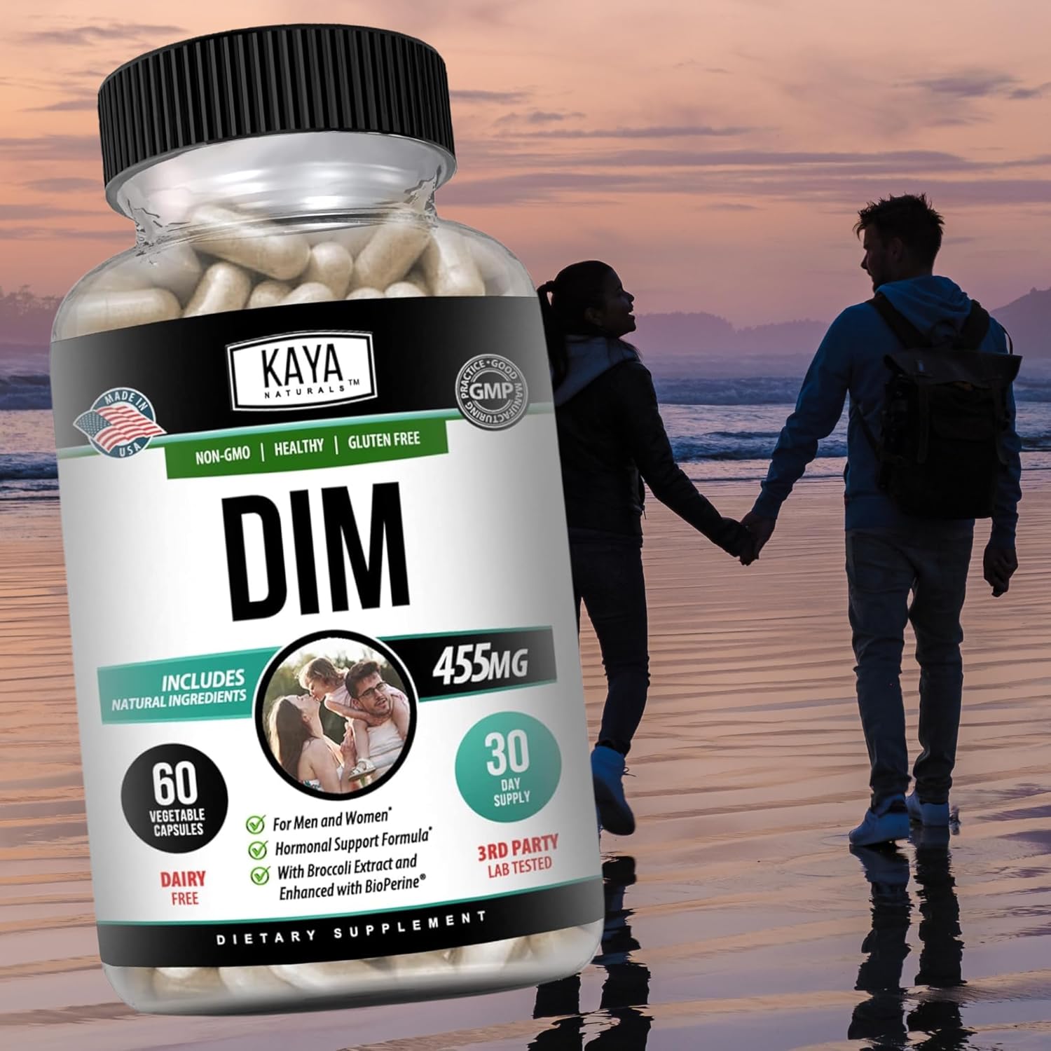 Kaya Naturals DIM Ultra Supplement - Herbal Hormonal Support for Women and Men - 60 Vegetable Capsules with Broccoli Extract & BioPerine - Ideal for Acne, Menopause, and Prostate Issues