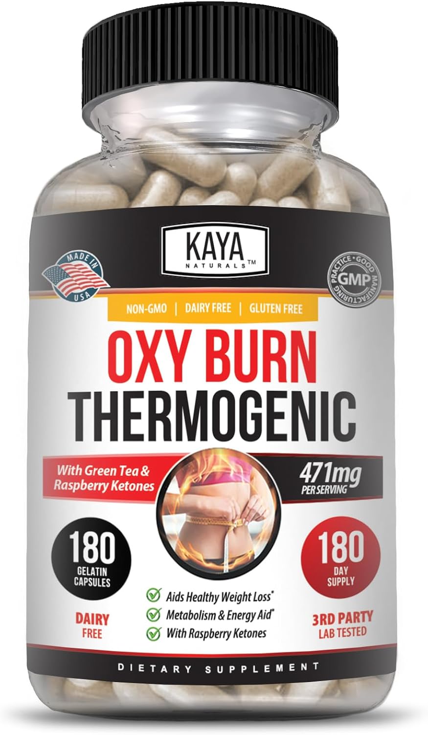 Kaya Naturals Oxy Burn: 180 Count Thermogenic Herbal Formula for Active Living, Non-GMO & Gluten-Free