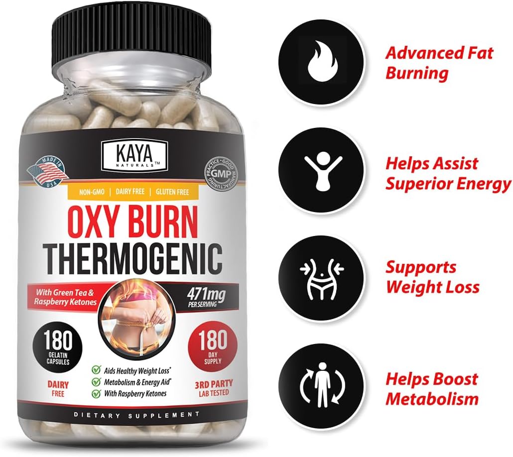 Kaya Naturals Oxy Burn: 180 Count Thermogenic Herbal Formula for Active Living, Non-GMO & Gluten-Free