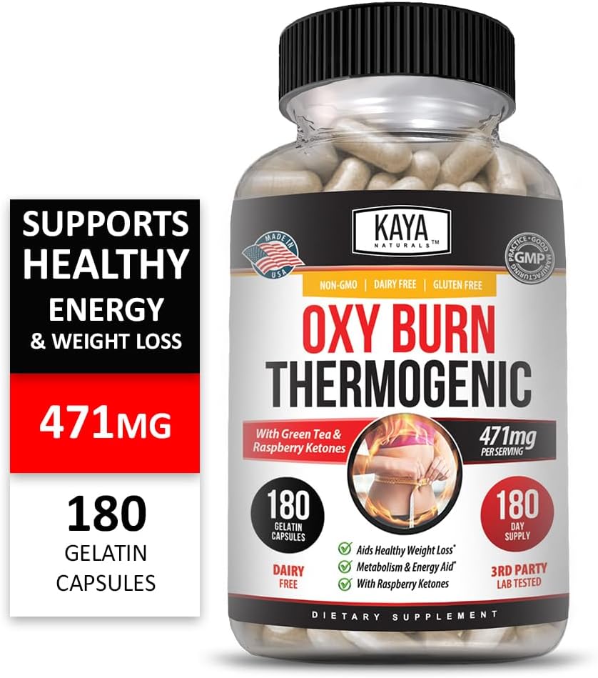 Kaya Naturals Oxy Burn: 180 Count Thermogenic Herbal Formula for Active Living, Non-GMO & Gluten-Free