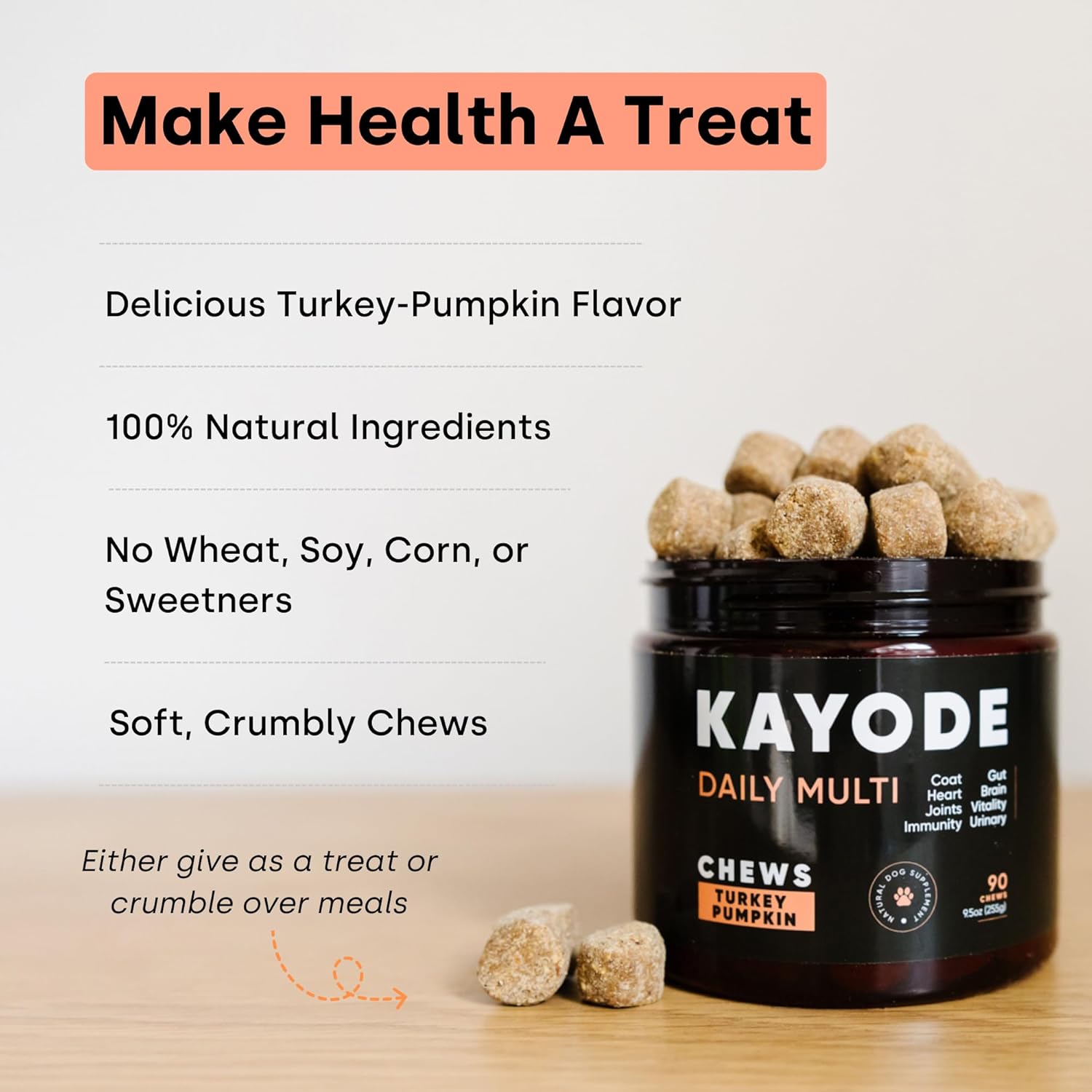 Kayode Daily Multi - Dog Multivitamin Chew for Joint, Digestive, Heart, Brain, Urinary Health & More - Nutrient Booster for Dogs & Puppies