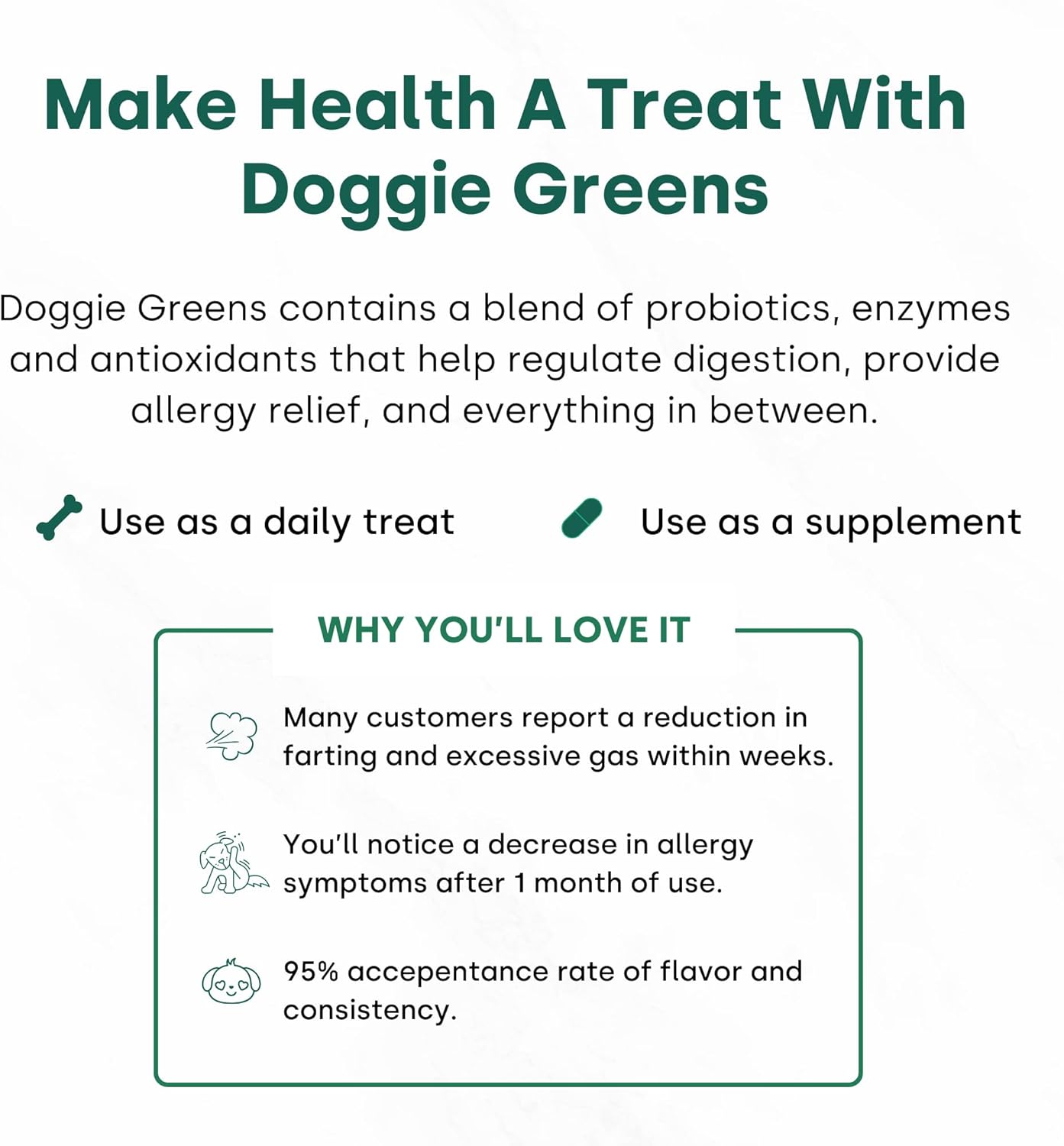 Kayode Doggie Greens - 6-in-1 Super Greens Dog Vitamins Chews with Spirulina, Kelp & Antioxidant Berry Mix, No Messy Powder - Natural Dog Supplements & Probiotics