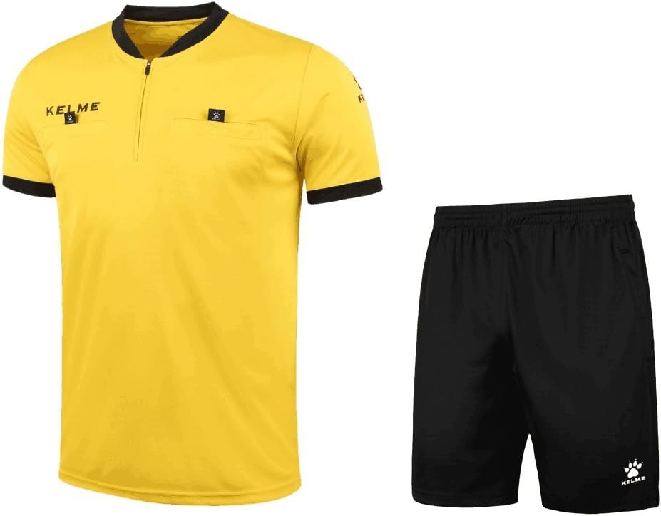 KELME Pro Soccer Referee Uniform Set - Short Sleeve Jersey, Ref Shirt, and Shorts Included