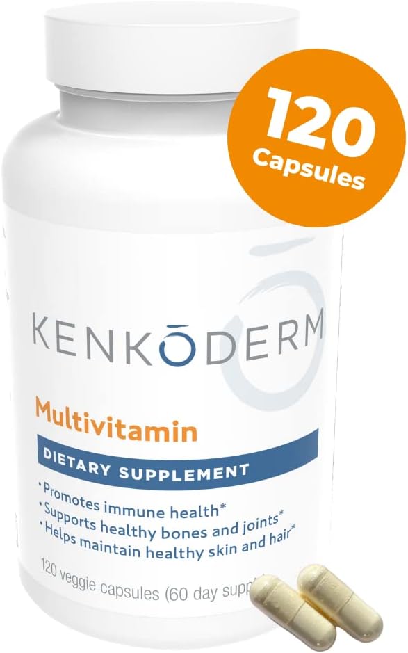 Kenkoderm Psoriasis Multivitamin with Omega 3, Vitamin D, Collagen & More - 120 Capsules