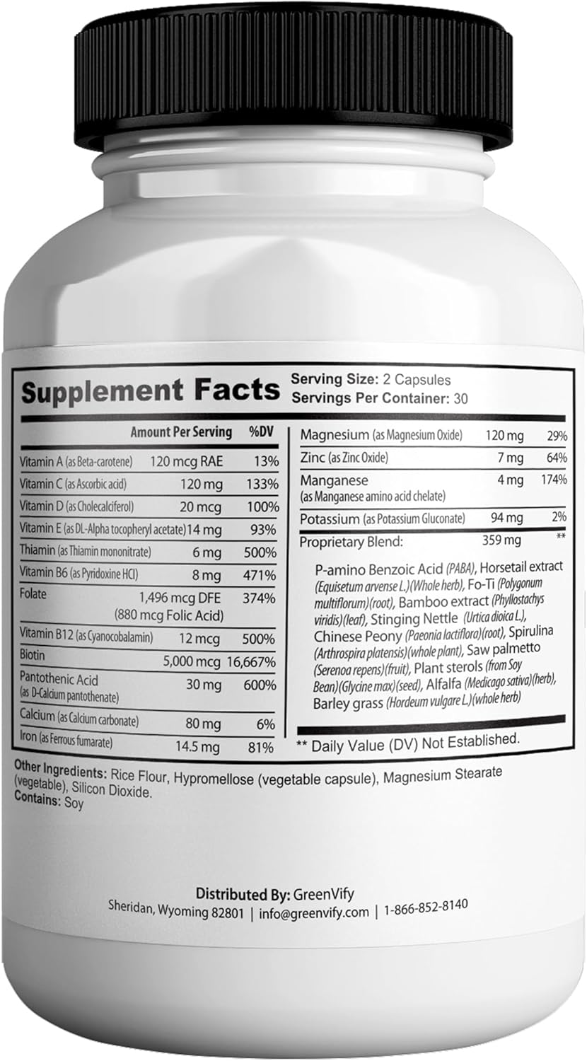 Kerassentials Max Supplement - Hair, Skin & Nails Support | Biotin, Calcium, Magnesium, Folate & Herbal Blend | Premium Formula | 60 Capsules, Vegan & Gluten-Free