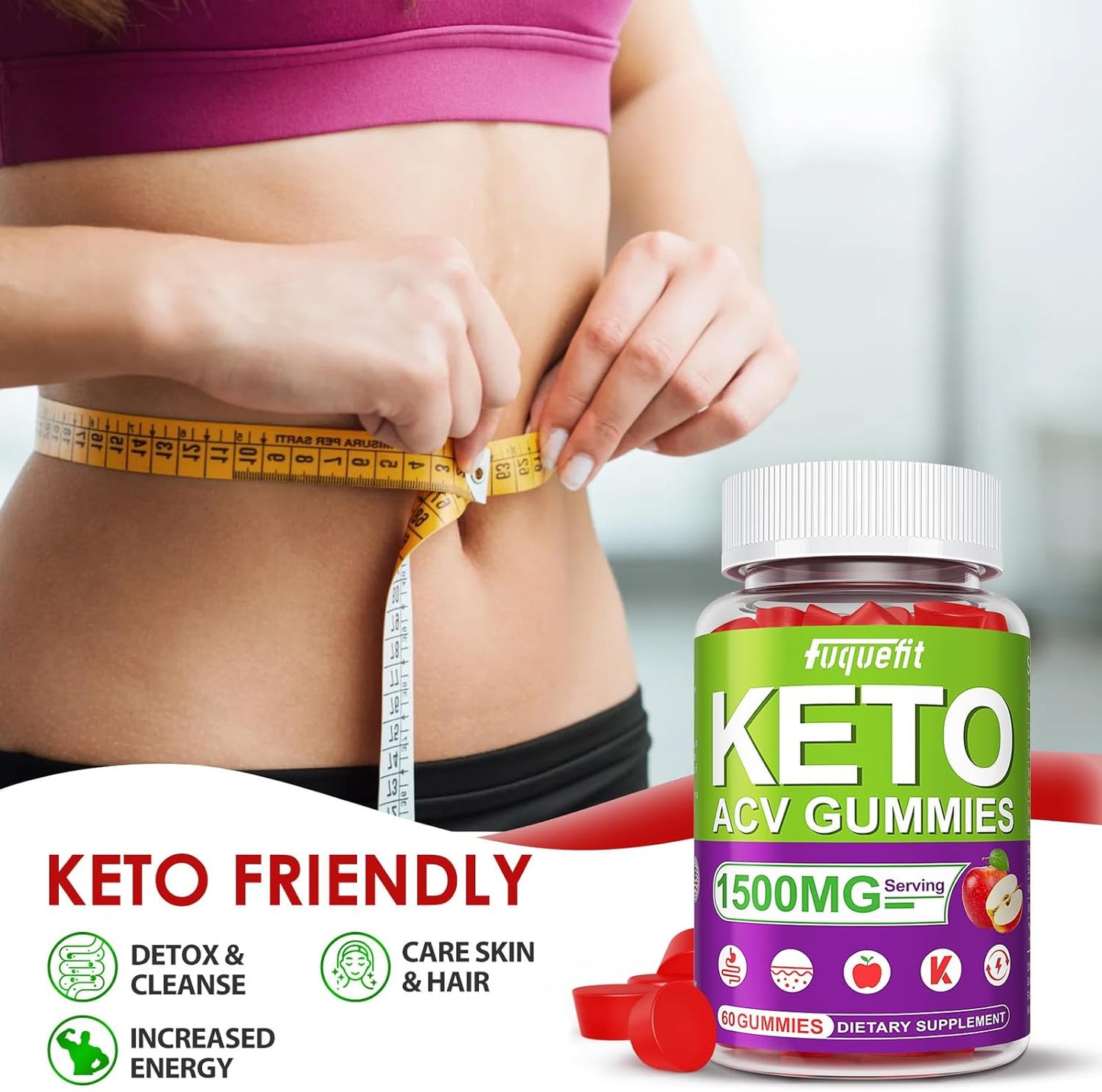 Keto ACV Gummies with B12 & Pomegranate Beet Juice - Advanced Formula - 59 Gummies