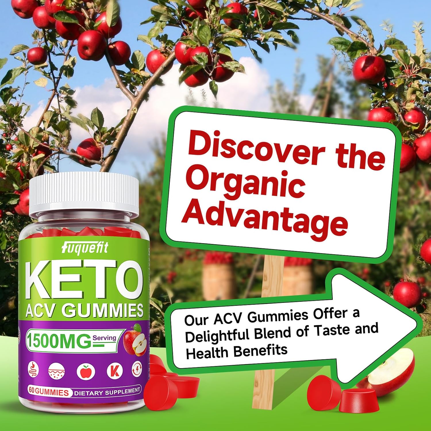 Keto ACV Gummies with B12 & Pomegranate Beet Juice - Advanced Formula - 59 Gummies