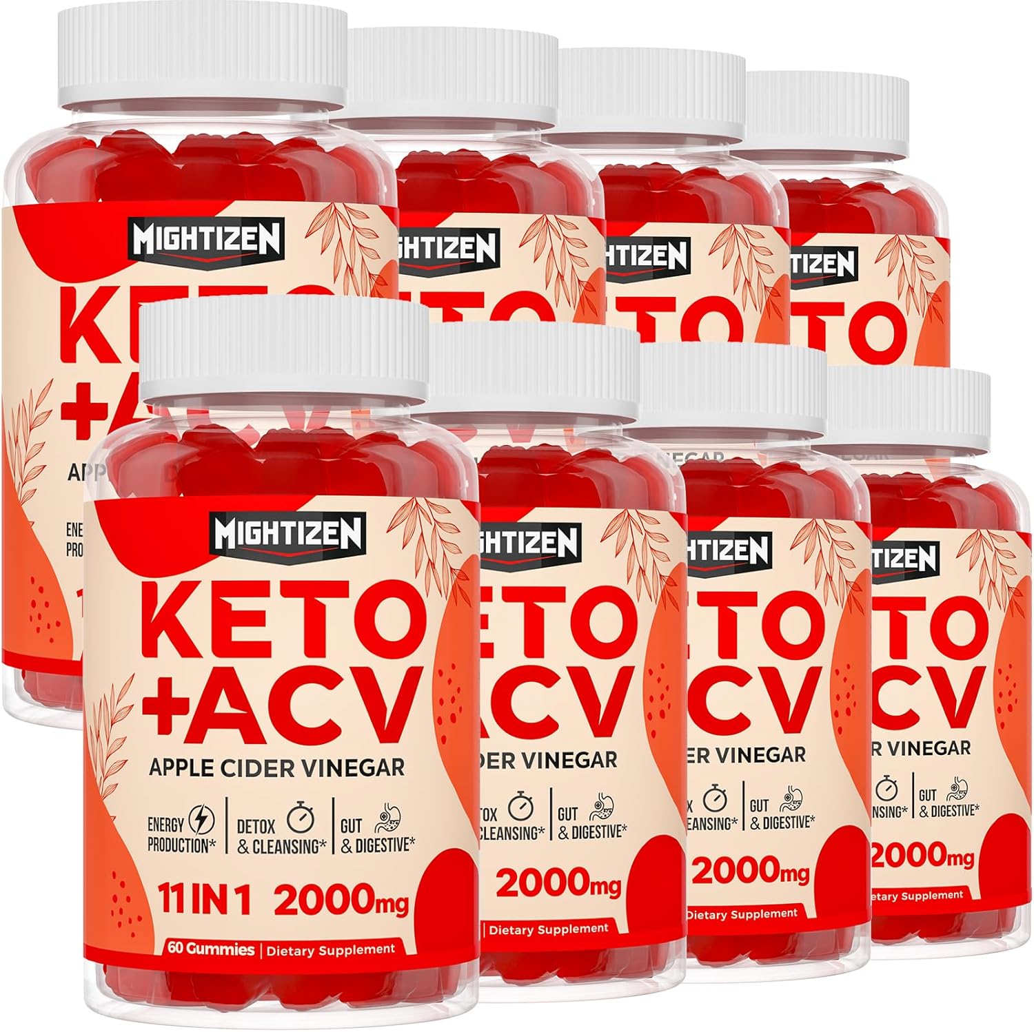 Keto Apple Cider Vinegar Gummies with Probiotics, B12 & B6 - Metabolism & Digestion Support - Vegan & Non-GMO - 8 Packs