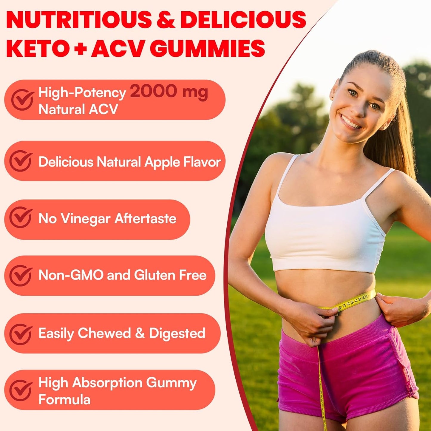 Keto Apple Cider Vinegar Gummies with Probiotics, B12 & B6 - Metabolism & Digestion Support - Vegan & Non-GMO - 8 Packs