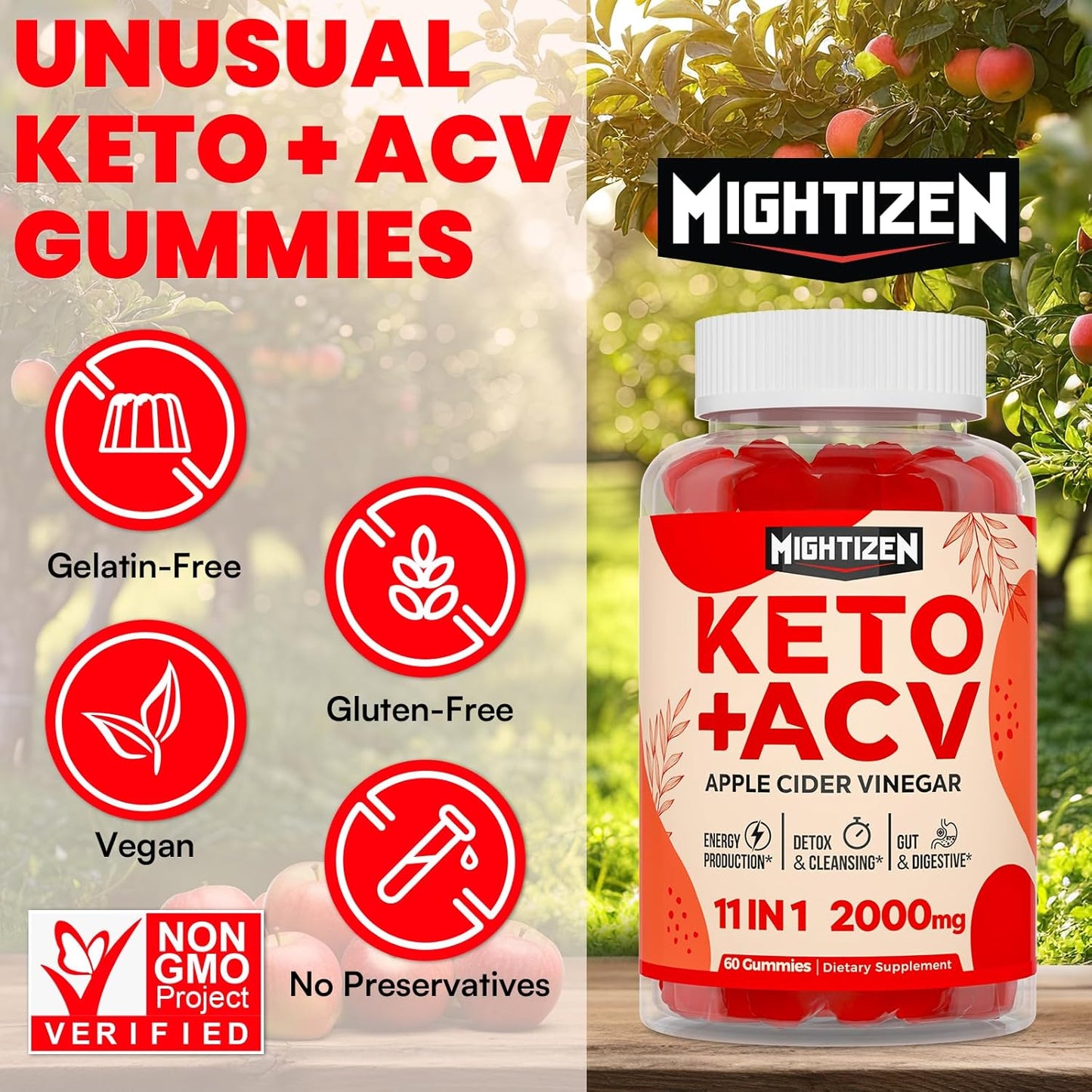 Keto Apple Cider Vinegar Gummies with Probiotics, B12 & B6 - Metabolism & Digestion Support - Vegan & Non-GMO - 8 Packs