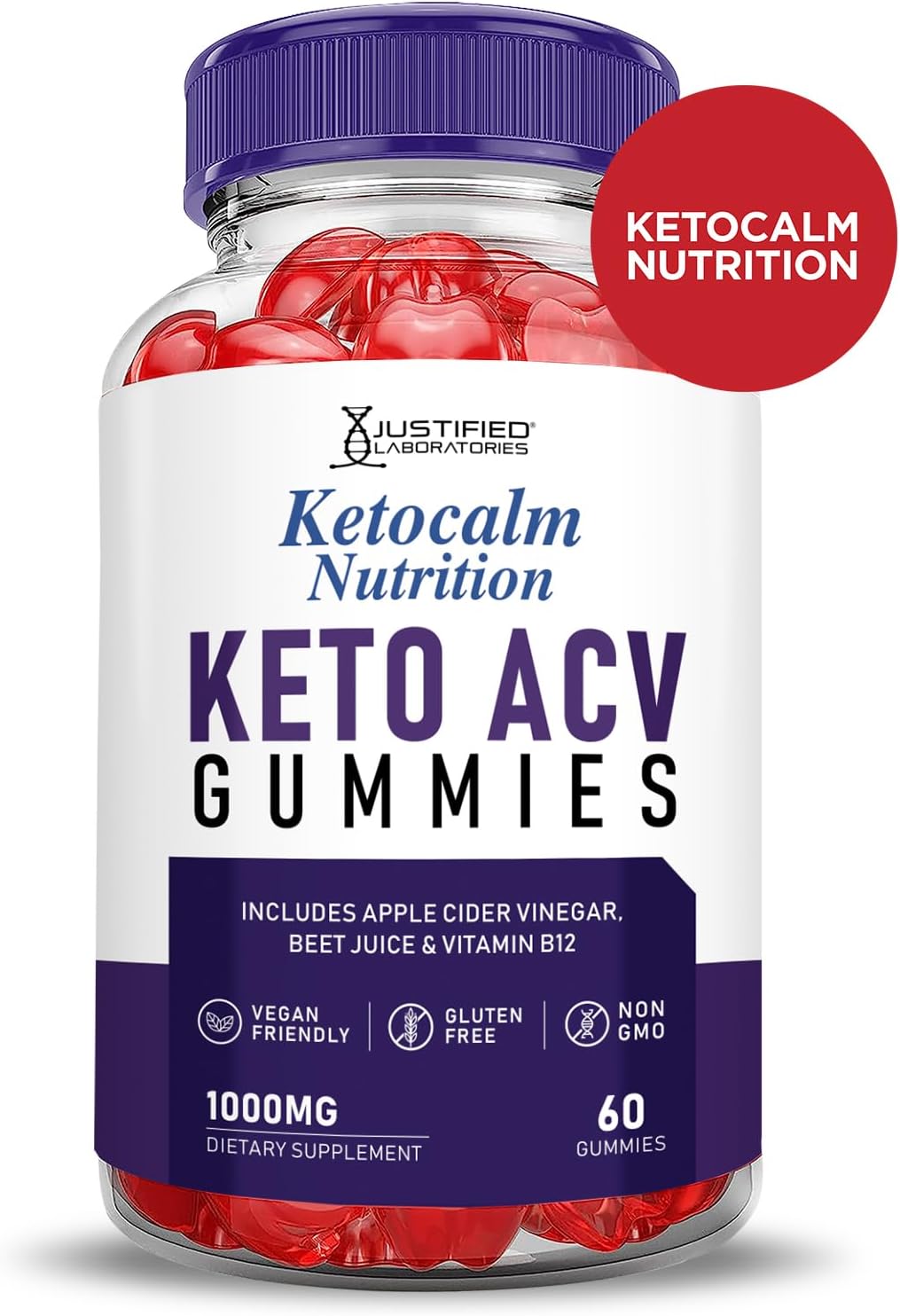 Keto Calm Nutrition Ketocalm Gummies (3 Pack) Apple Cider Vinegar & Pomegranate Beet Juice - 1000MG Formula - Vegan & Non-GMO - 180 Gummies