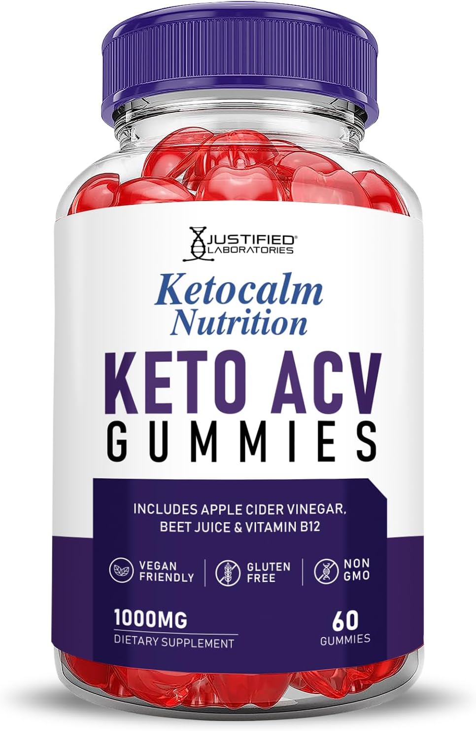 Keto Calm Nutrition Ketocalm Gummies (3 Pack) Apple Cider Vinegar & Pomegranate Beet Juice - 1000MG Formula - Vegan & Non-GMO - 180 Gummies