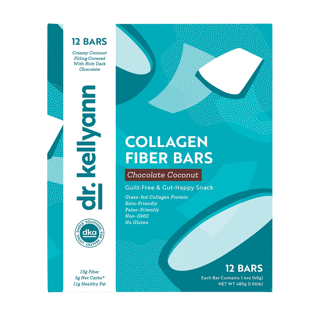 Keto Collagen Fiber Bars - 12 Bars, High Fiber, Low Carb, Gluten-Free, Keto & Paleo-Friendly