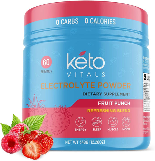 Keto Electrolyte Powder Mix | High Potassium, Magnesium, Sodium, Calcium | Sugar-Free Energy Drink | Zero Cal, Carb Keto Supplement