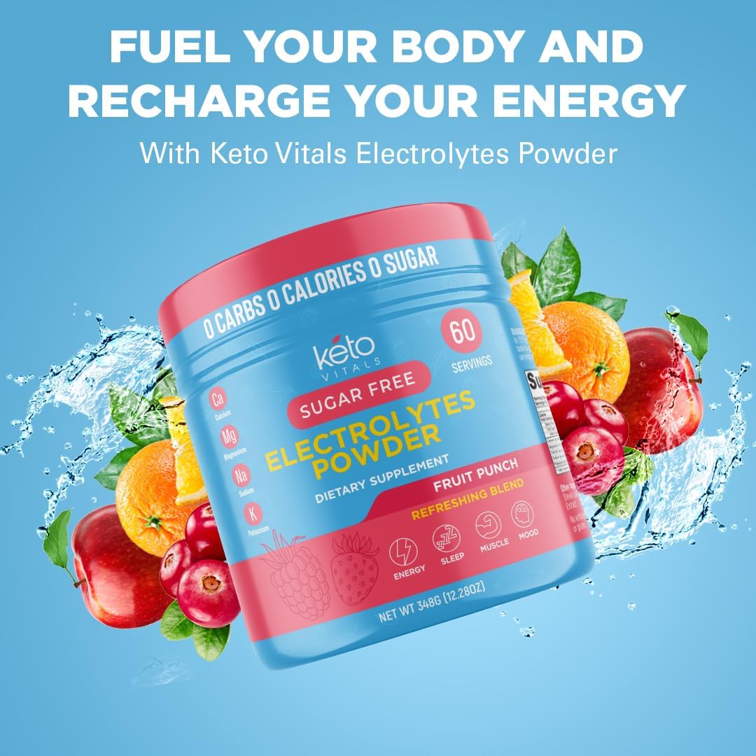 Keto Electrolyte Powder Mix | High Potassium, Magnesium, Sodium, Calcium | Sugar-Free Energy Drink | Zero Cal, Carb Keto Supplement