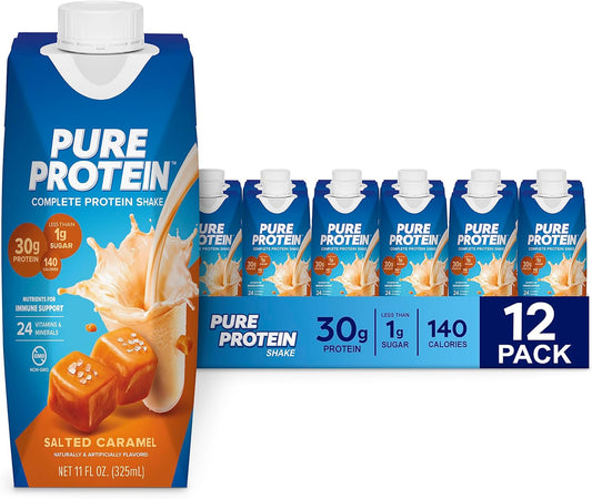 Keto-Friendly Salted Caramel Protein Shake, Ready-to-Drink with Immune-Boosting Vitamins and Zinc, 11 Oz, 12 Pack