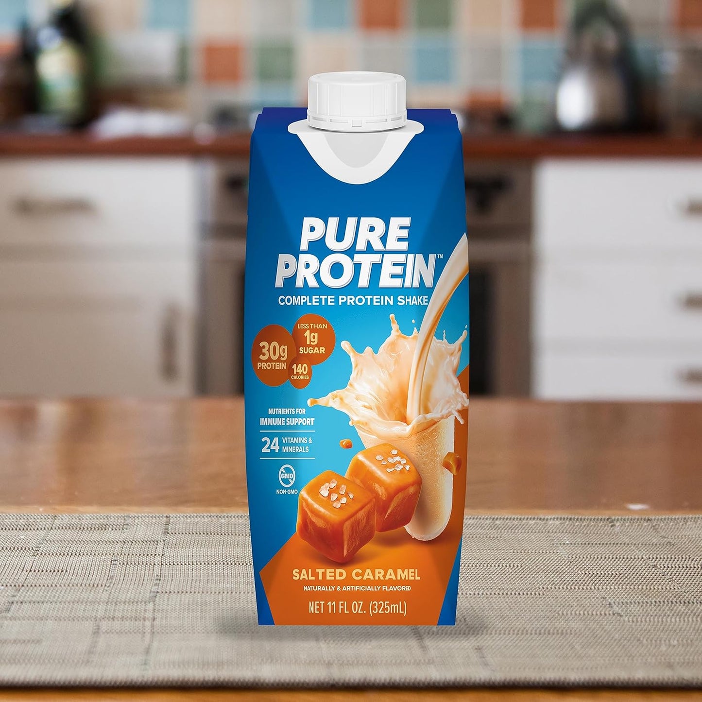 Keto-Friendly Salted Caramel Protein Shake, Ready-to-Drink with Immune-Boosting Vitamins and Zinc, 11 Oz, 12 Pack