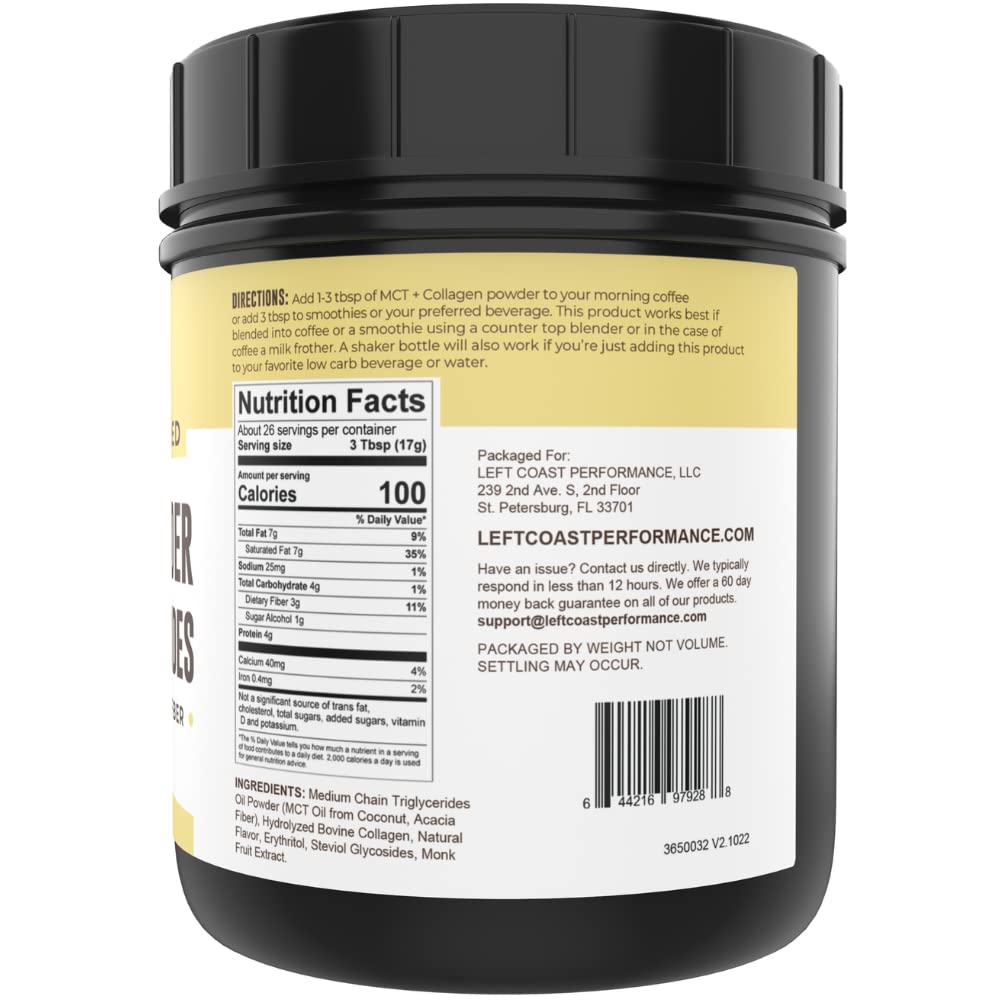Keto MCT Oil Powder with Collagen and Coconut Drink Mix by Left Coast Performance