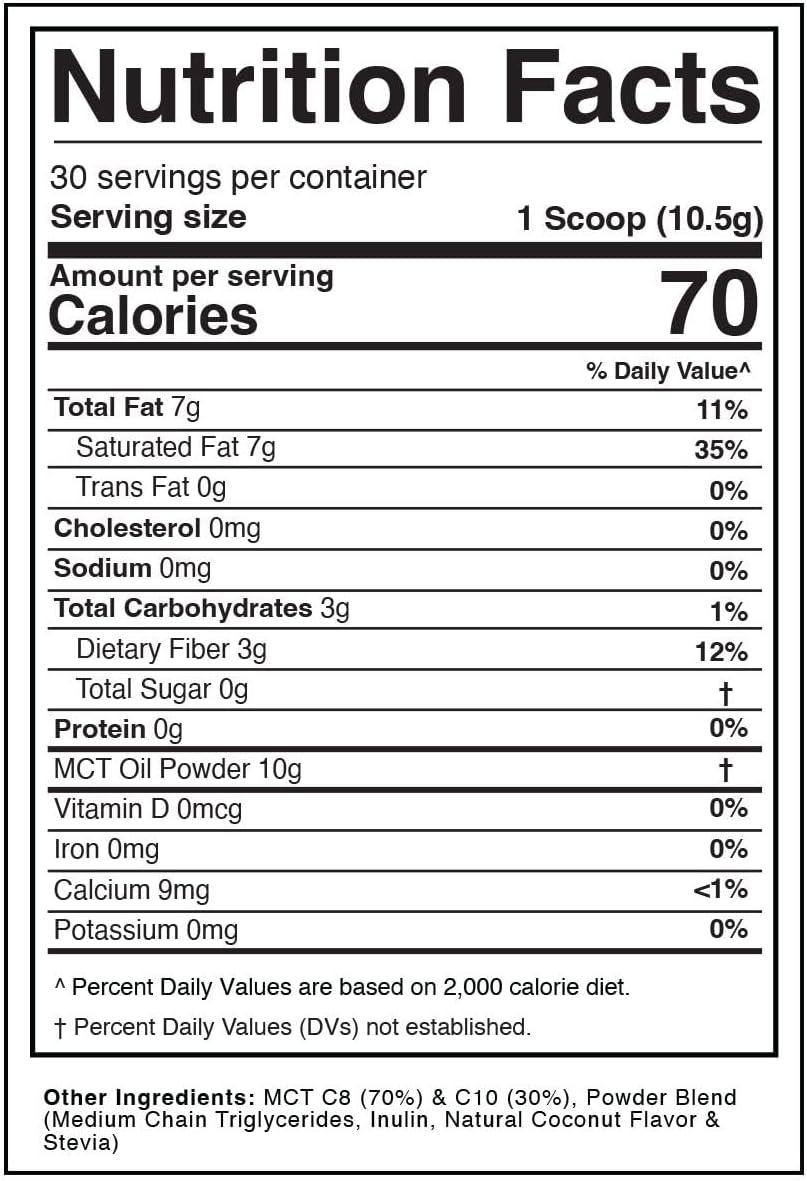 Keto Zone MCT Oil Powder - Coconut Cream Flavor - 30 Day Supply - 75% C8 25% C10 - 0 Net Carbs - Natural Keto Approved Supplement